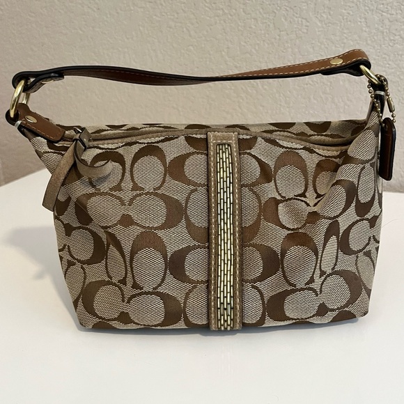 Coach Bags Coach Brownbeige Signature Small Shoulder Bag Poshmark